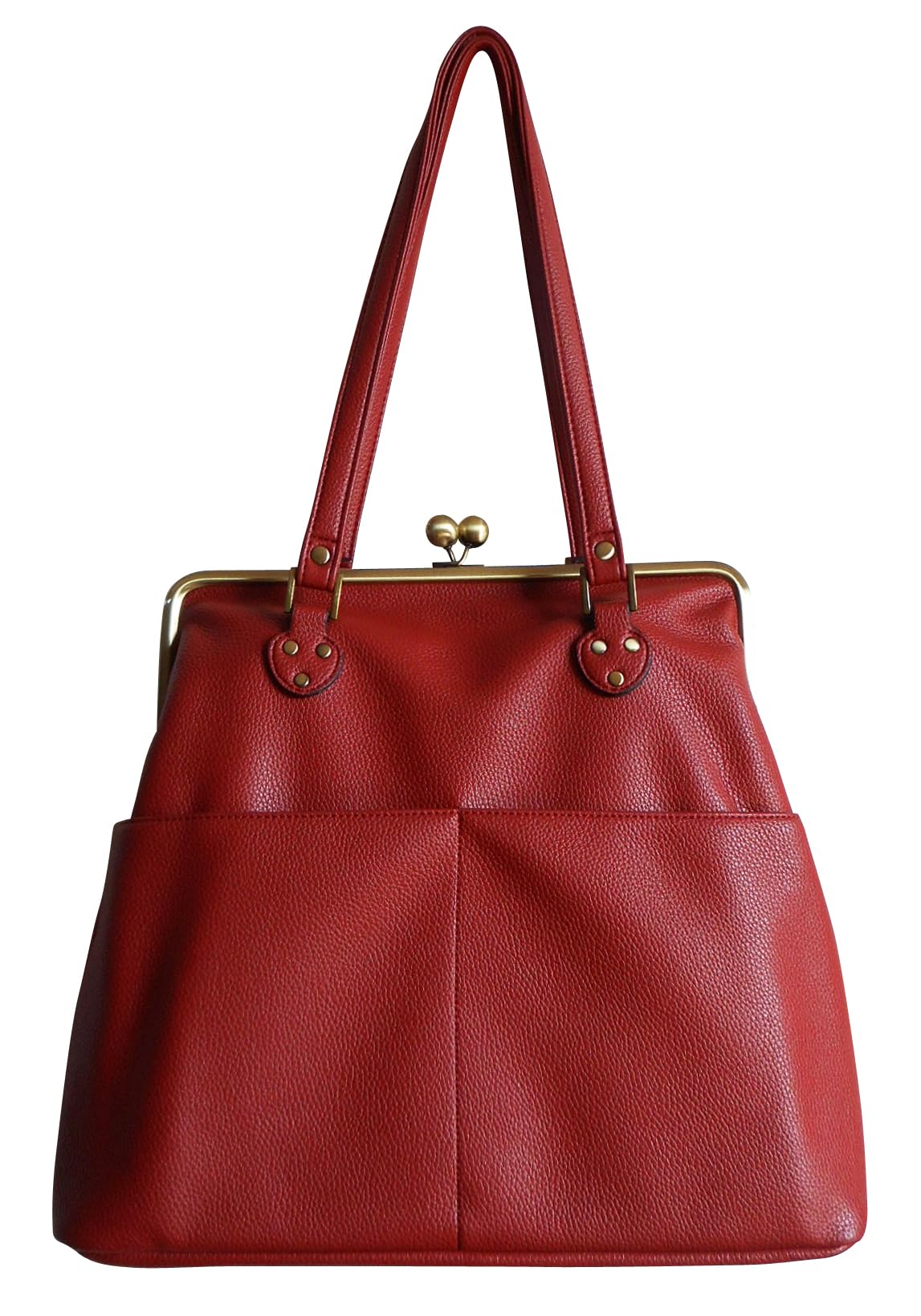 稀少　タートルレザー がま口　ハンドバッグ　トートバッグ　レトロ　赤茶 稀少 タートルレザー がま口 ハンドバッグ トートバッグ レトロ 赤茶