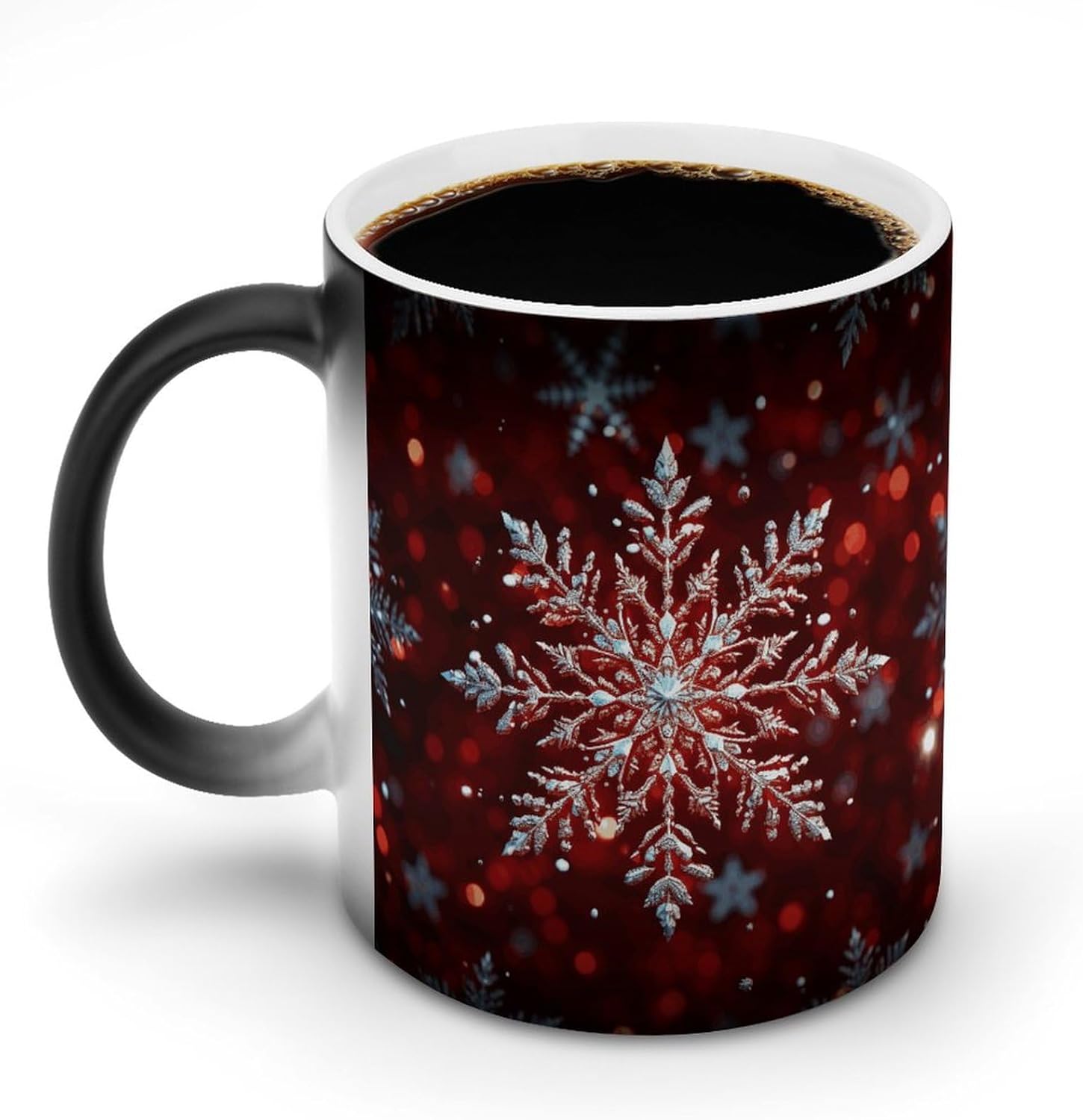 Color Changing Mug Christmas Snowflake Printed Ceramic Coffee Mug Heat Changing Sensitive Mug Magic Heat Changing Coffee Mug Novelty Coffee Mugs