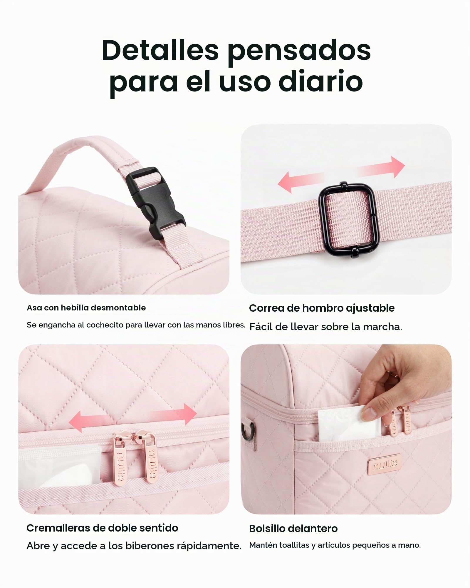 Nuliie Bolsa enfriadora de leche materna con bolsa de hielo para 6 biberones, rosa