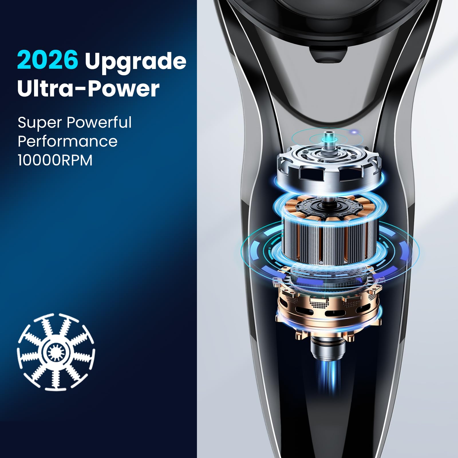 Rasoio elettrico da uomo con trimmer pop-up, ricaricabile IPX7 impermeabile, rasoio elettrico a ricarica rapida, 120 minuti di durata, delicato sulla pelle sensibile