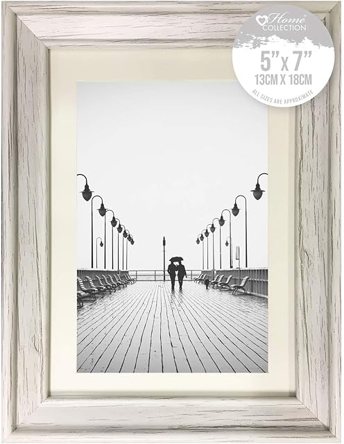Design Group White Solitaire Shabby Chic Distressed Wood Styrene Photo Frames 5x7