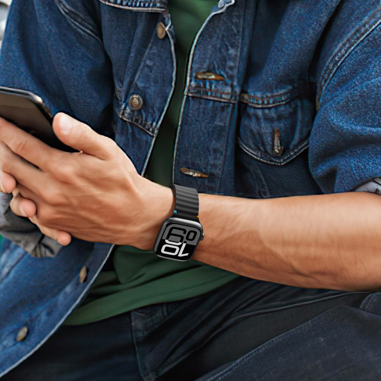 Netolo Sportowy pasek kompatybilny z Apple Watch 10, 46 mm, 44 mm, 45 mm, 49 mm, 42 mm, miękki silikon, zapasowy pasek kompatybilny z iWatch SE Series 10, 9, 8, 7, 6, 5, 4, 3, 2, 1, Ultra, dla