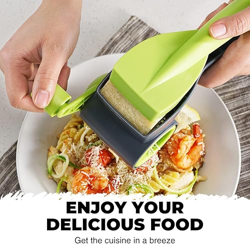 Miniatura 2 de KucheCraft Rallador de queso con asa, rallador de queso parmesano de cocina con 2 tambores de acero inoxidable, rallador de queso giratorio de mano