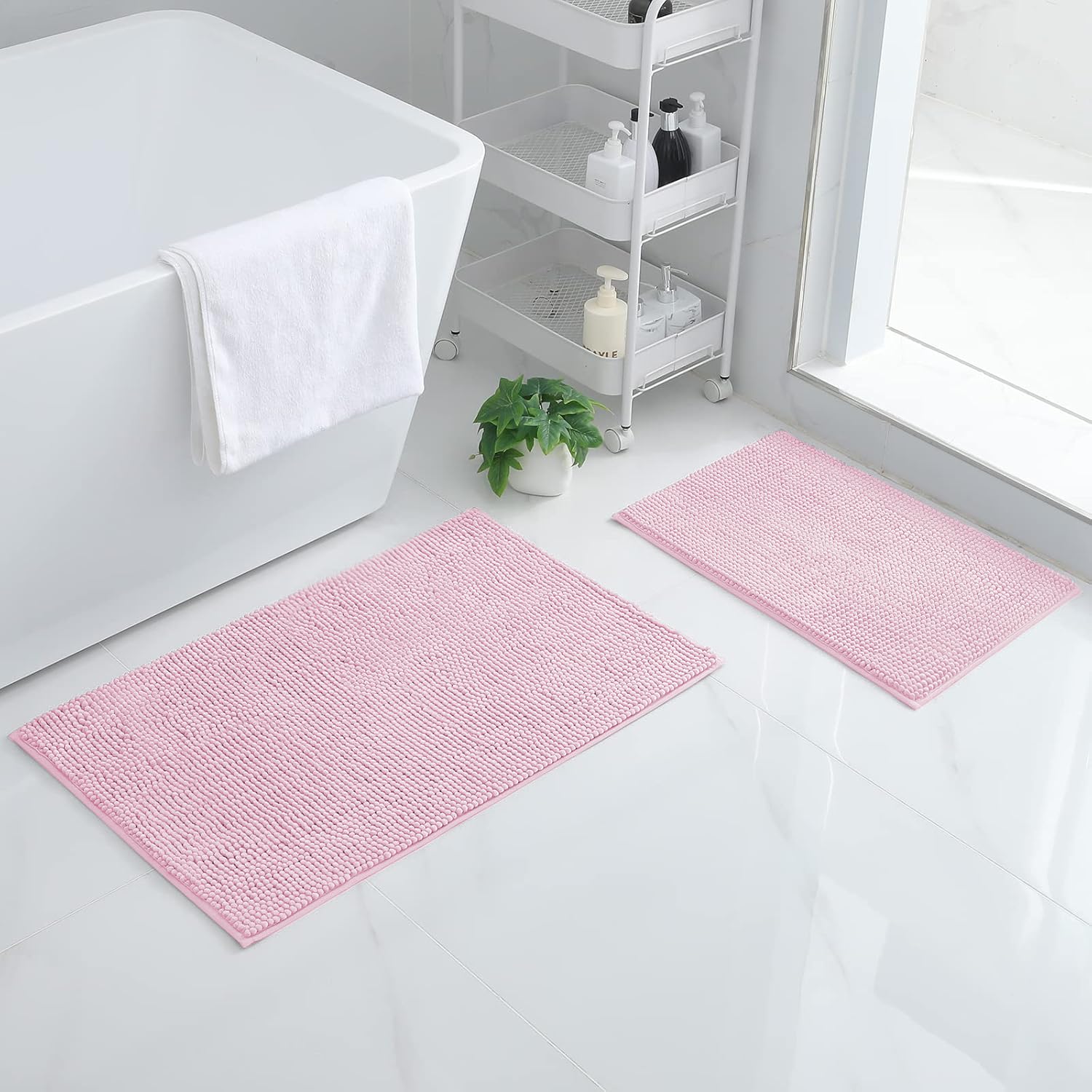 smiry Non Slip Chenille Bath Mat, 60 x 90 cm, Extra Soft Bathroom Mat - Image 3