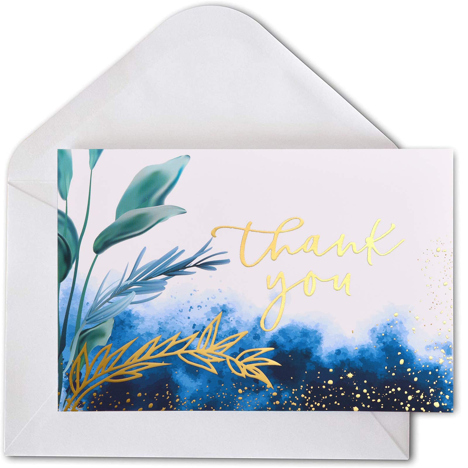 Buy Thank You Cards with Envelopes 48 Greenery&Watercolor Navy Blue