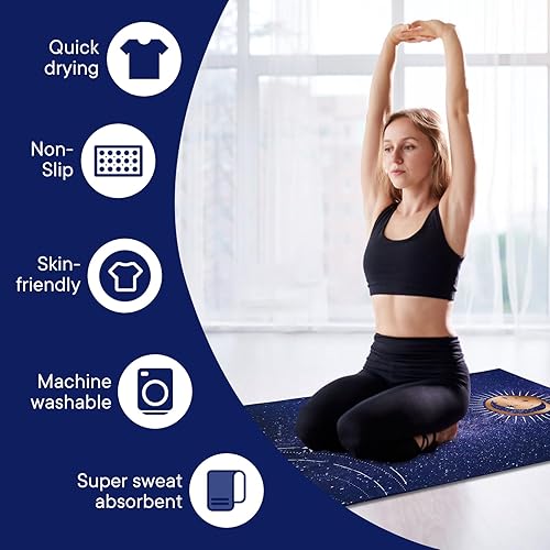 Miniatura 80 de Toallas de yoga, toalla antideslizante para esterilla de yoga caliente con puntos de agarre, manta de yoga de microfibra suave súper absorbente para