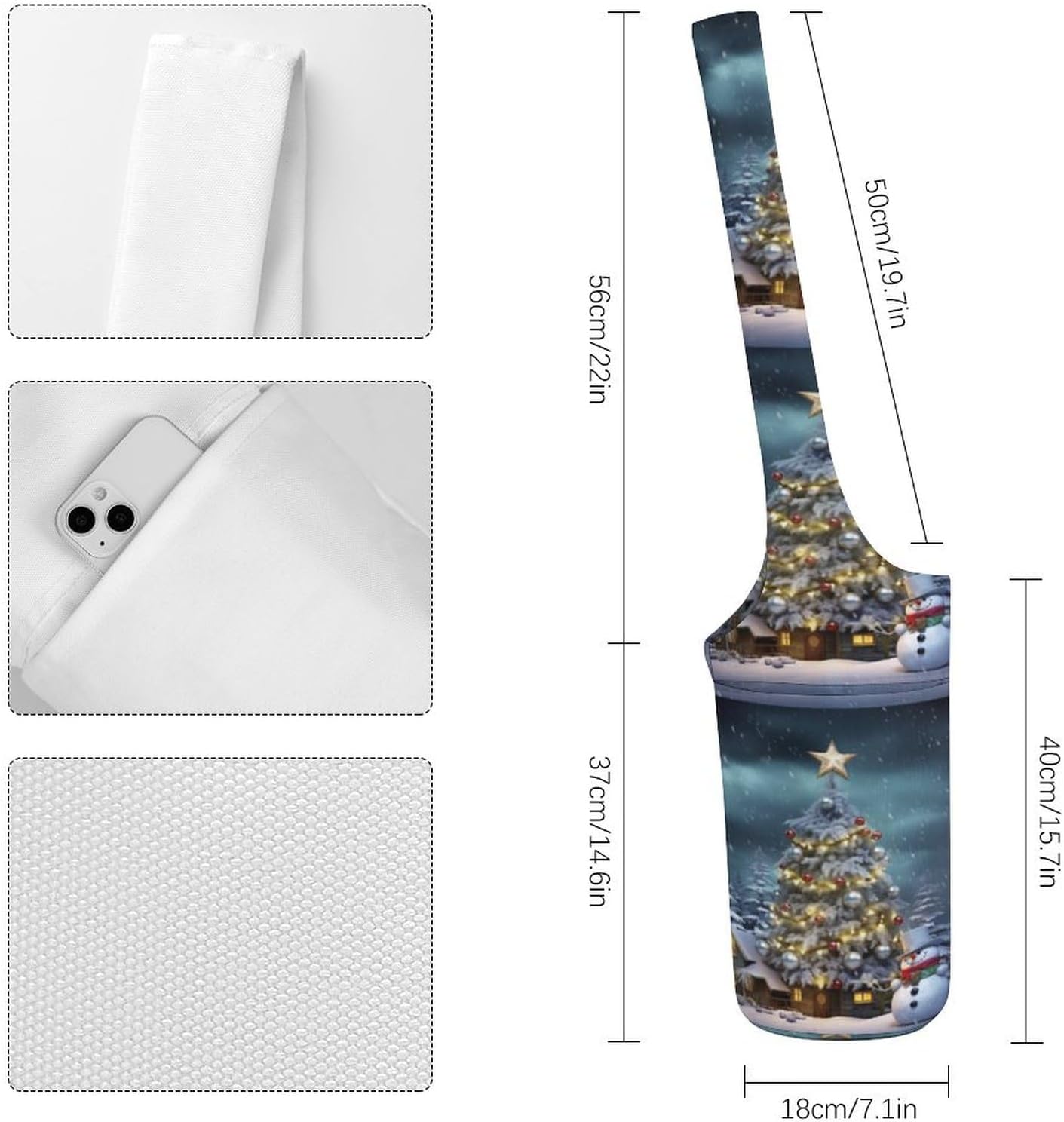Canvas Yoga Bag,Christmas Tree Printed Yoga Mat Handbag,Portable Yoga Mat Bag Large Capacity Gym Bag for Men Women Pilates Beach Travel