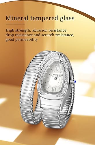 Miniatura 5 de Gosasa Elegante reloj de pulsera con forma de serpiente para mujer, diseño único, bobina de serpiente, vestido elegante, pulsera de diamantes, reloj