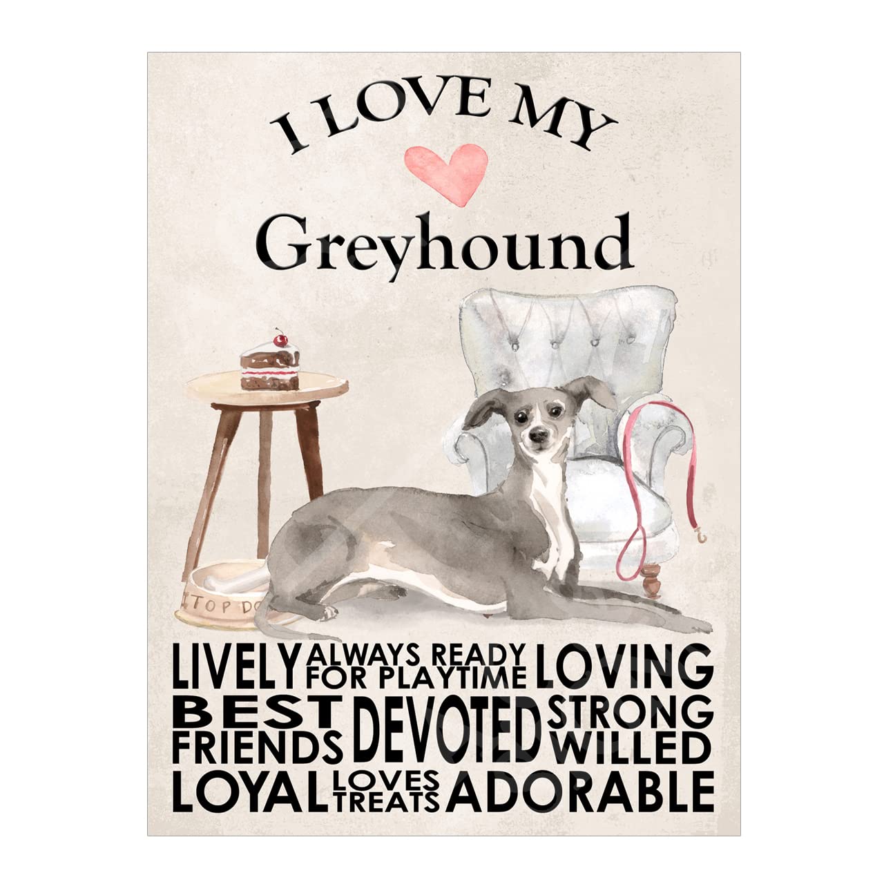 I Love My Greyhound Dog Metal Sign Plaque For Man Cave Home Bar Shed Garage Gift size 10x8in ref7720