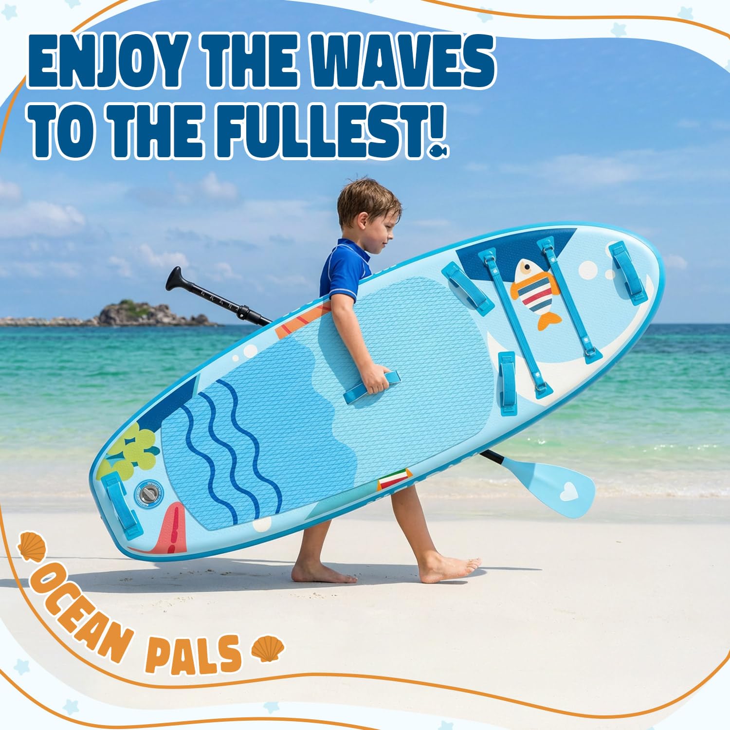Paddle Gonflable Adulte et Enfant avec Accessoires Complets, Planche de Stand Up Paddle Gonflable, Capacité 150kg Sup