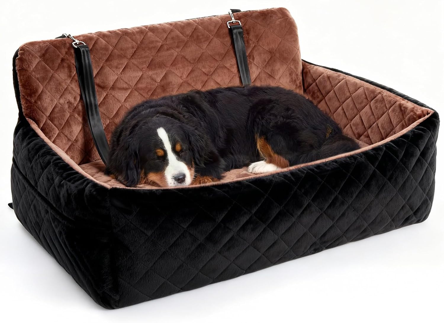 Garvee Dog Car Seat for Small,Medium Large Dog, Double Dogs Car Seat as Traval Bed, Waterproof Thick Cushion, Triple Belts & Harness, Portable Machine Washable Pets Booster Seat w/Side Pocket