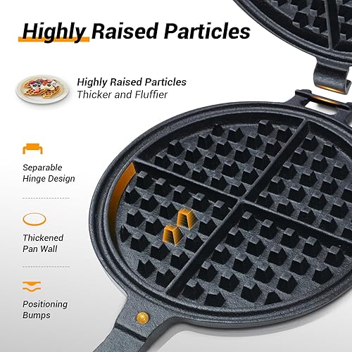 Miniatura 3 de Estufa profesional de hierro fundido de 8 pulgadas  Cuerpo grueso de 8 libras, calentamiento rápido, superficie sin recubrimiento, hierro fundido