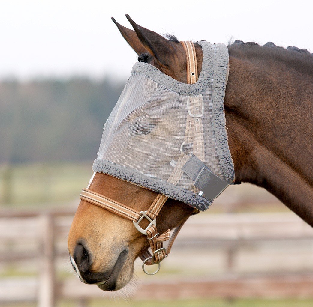 HORSE FLY MASK WITHOUT EAR PROTECTION SHETLAND TO EXTRA FULL (Grey, Extra Full)