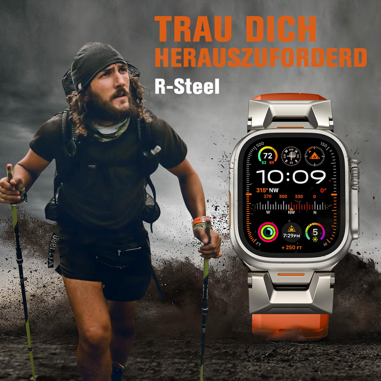 Bandletic Kompatibel mit Apple Watch Ultra 3/2/1 49mm Armband | Sport Weiche Atmungsaktive Armband mit Metallanschluss für iWatch Series 11/10 46mm, 9/8/7 45mm, SE/6/5/4 44mm, 3/2/1 42mm