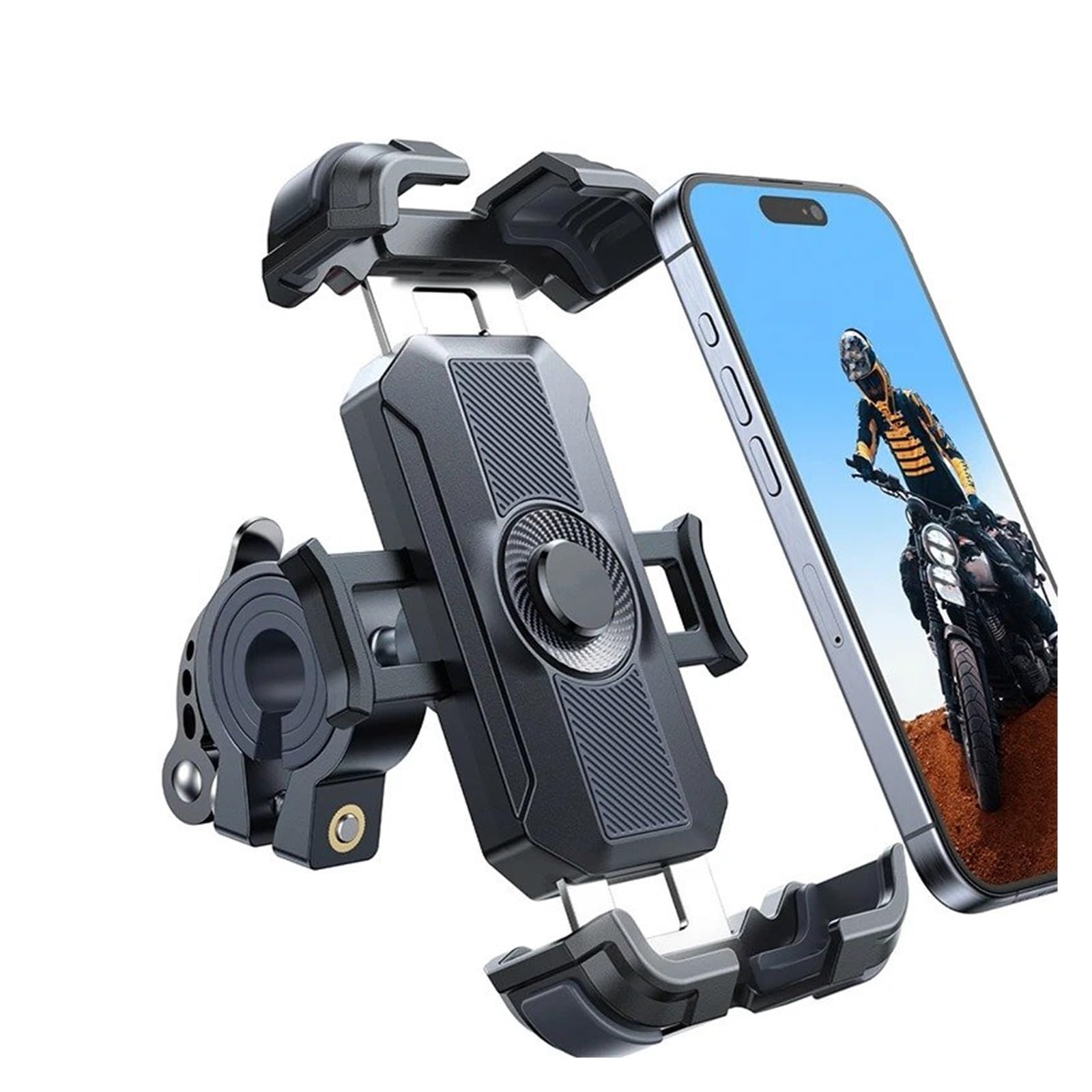 Support GPS Moto Support Téléphone pour Vélo 4,7 À Pouces Nouvelle Tige Direction en Métal Améliorée 1s Verrouillage Automatique Fixation Guidon Moto