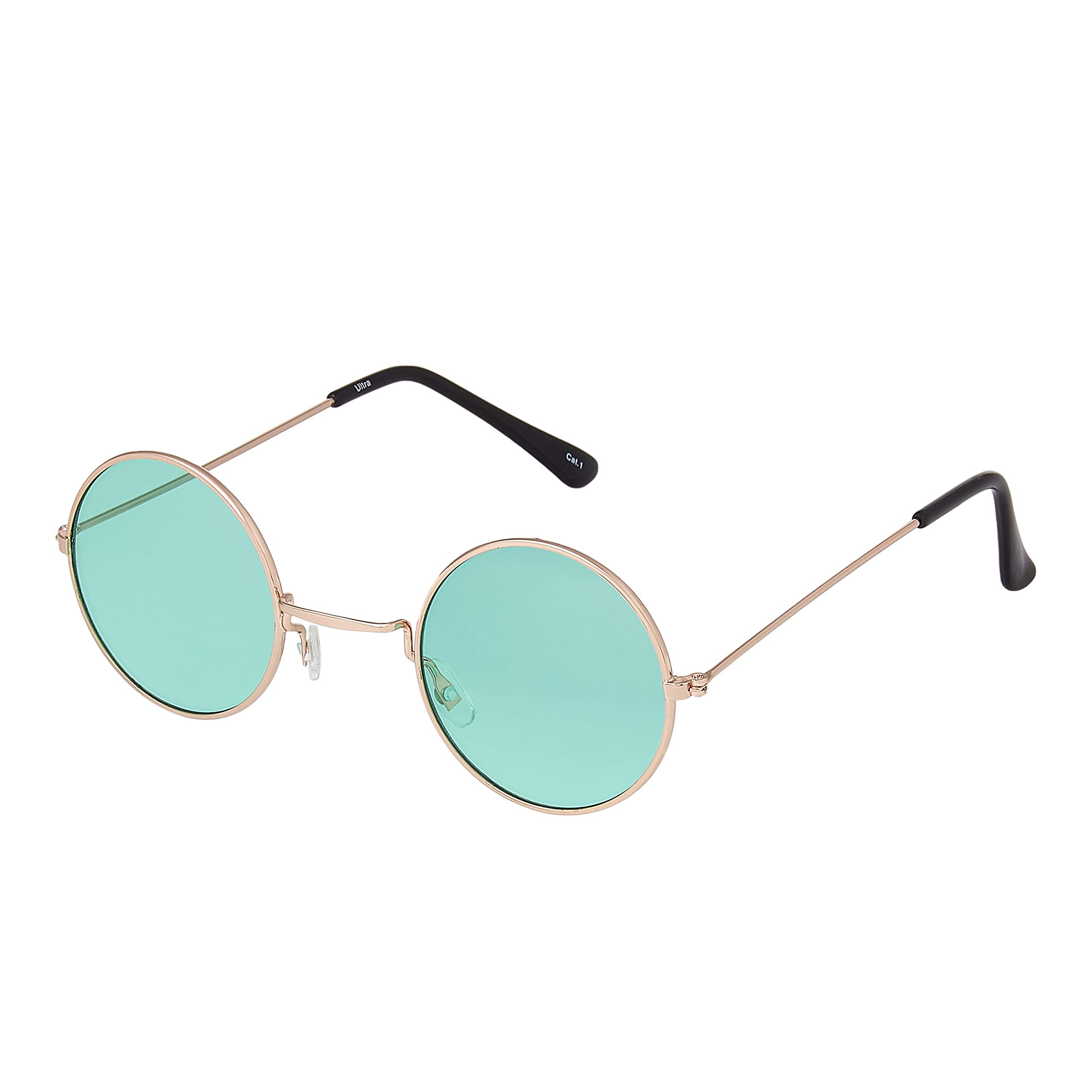 Ultrabyeasypeasystore Unisex Gold Frame With Green Lenses Ultra Retro Round Sunglasses Metal Frame Circle Lens Uv400 Protection Vintage Style Mens Womens Shades - Gold With Green Lenses