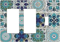 Vista 129 de Azulejo mediterráneo azul de 1 banda cubierta de toma de corriente Talavera mosaico mexicano marroquí mosaico dispositivo de palanca individual