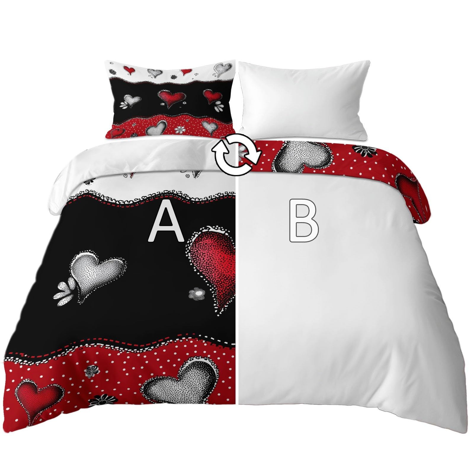 Linge de lit blanc cœur 90x190 cm parfait pour décorer une chambre d'ado fille ou garçon