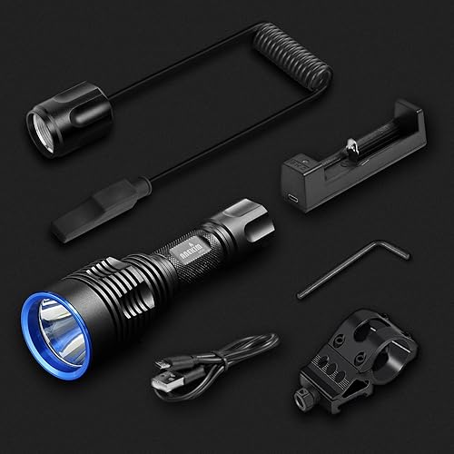 Miniatura 7 de ANEKIM Linterna táctica verde de 1586 yardas kit de luz de caza, 520 nm-540 nm, luz de arma profesional, recargable, montaje Picatinny, interruptor