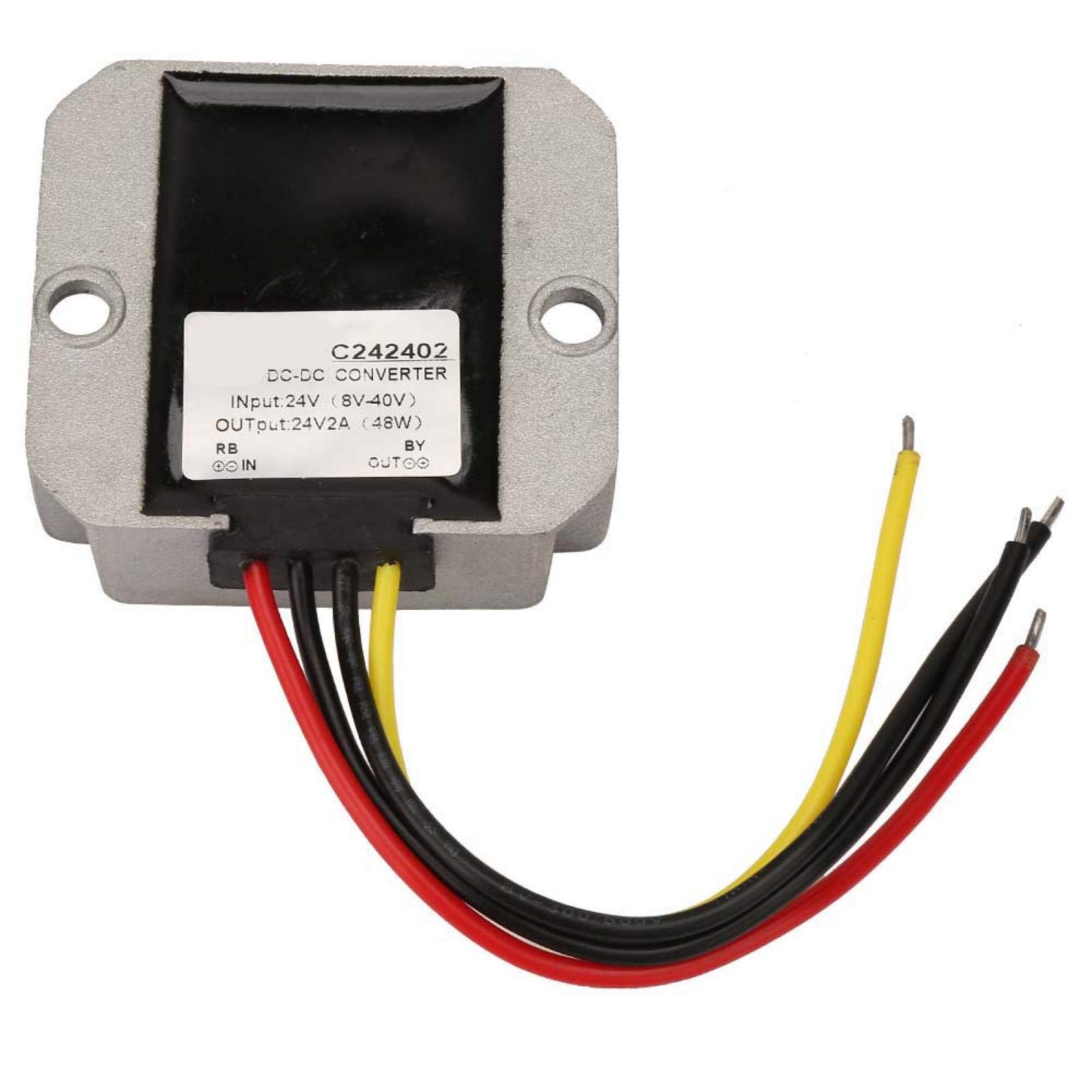 Riduttore di Tensione CC Convertitore Step Up Down 8-40 V a 24 V Boost Modulo Regolatore di Tensione Modulo Trasformatore Impermeabile(2A)