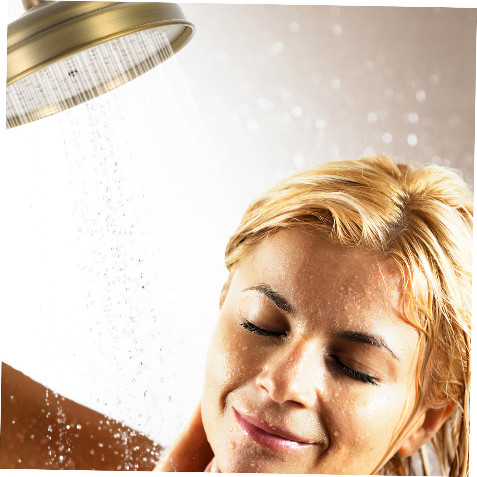 PartyKindom Cabezal de Ducha Retro de Cobre Dorado Rociador Tipo Lluvia, Fácil Instalación y Diseño Delicado para Baño Moderno