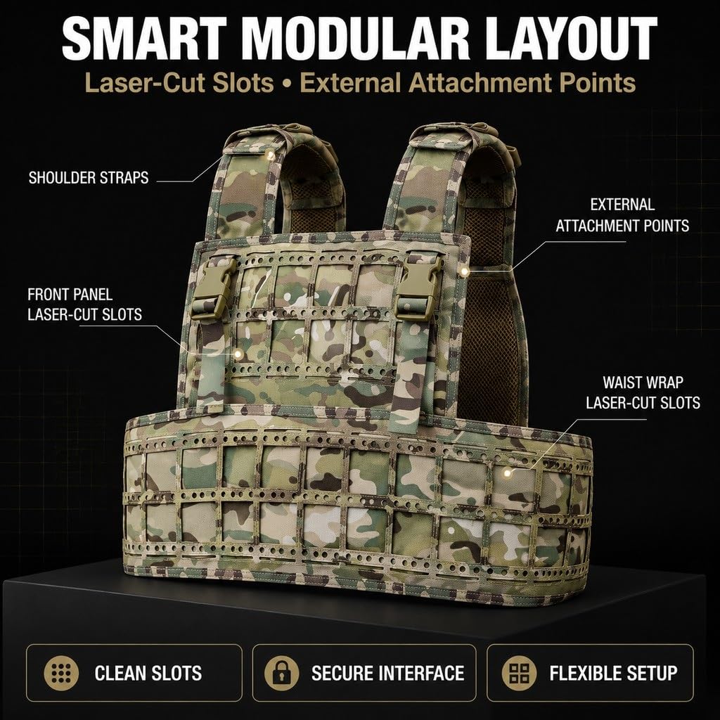 Lekka Kamizelka Taktyczna Camo Molle Regulowany Modułowy Nośnik Płyty 1000D Nylon Outdoor Airsoft Polowanie