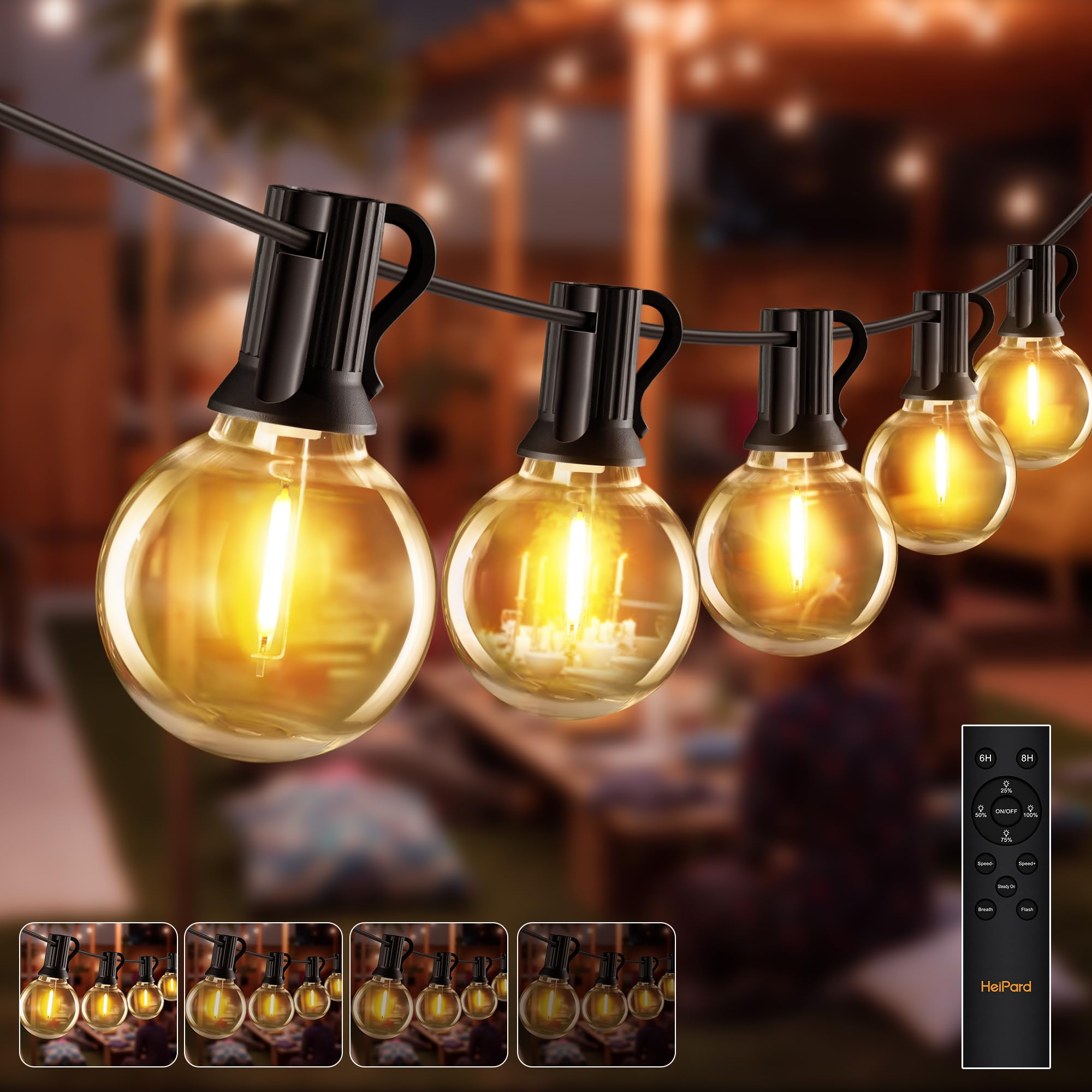 LED Lichterkette Außen 20M -30+2 G40 Glühbirnen Lichterkette Outdoor Strom mit Fernbedienung, Timer & Dimmbar, Wasserdicht für Garten, Pavillon, Terrasse, Balkon, Hochzeiten, Partys