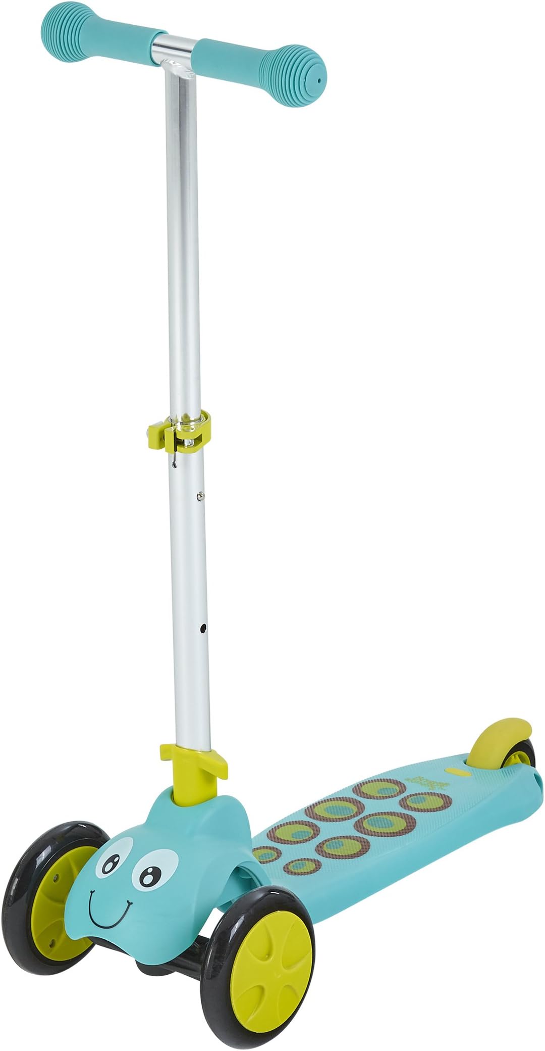Scootiebug - Teal | 3-Wheel Foldable Scooter with Height-Adjustable Handlebar, Non-Slip Deck Surface | Develop Balance and Motor Skills, Sturdy and Easy to Maneuver | For Kids Ages 2 to 5