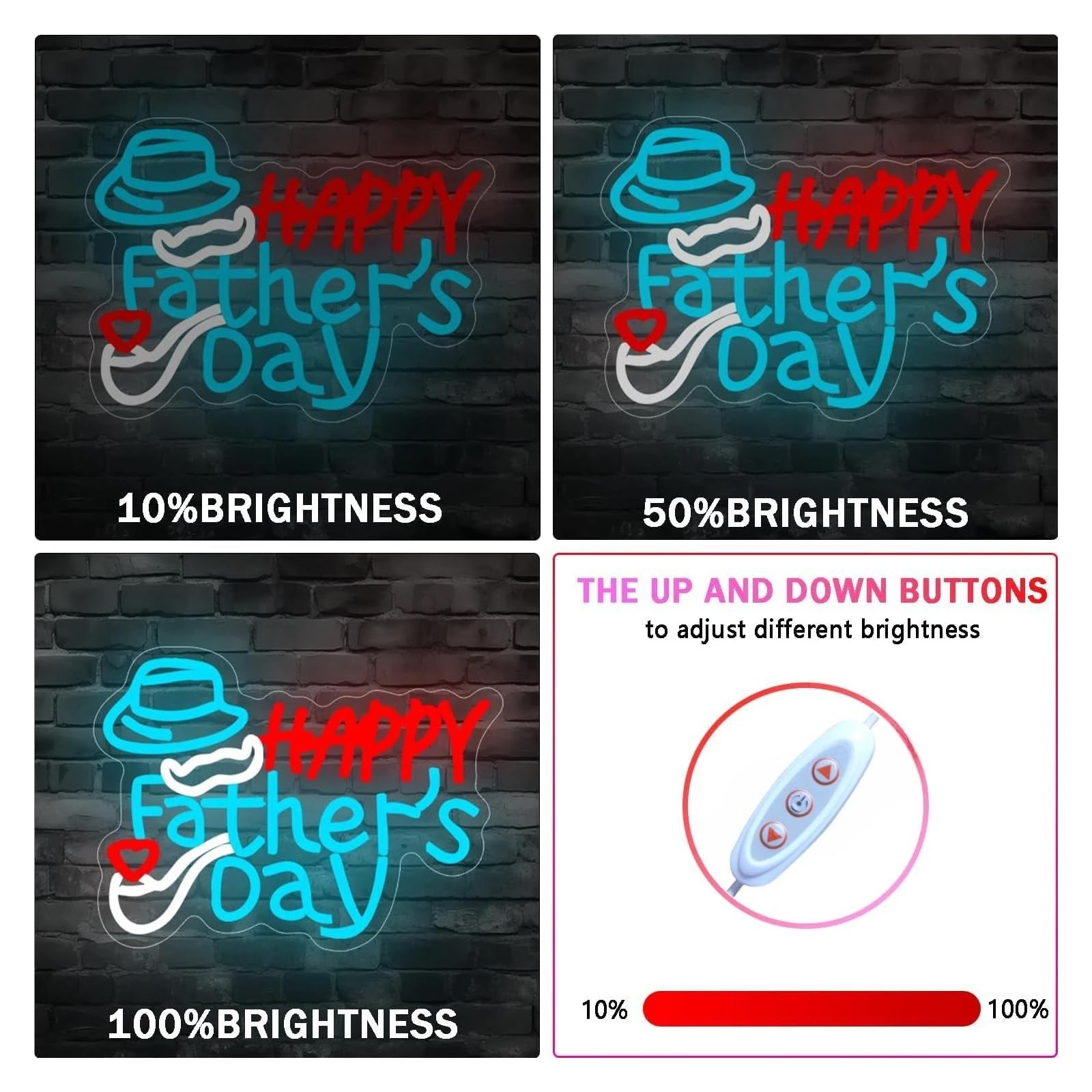 Scritta luminosa Insegna Al Neon A Happy Father's Day Dimmerabile Alimentata Tramite USB Per Feste Compleanni Feste Del Papà Decorazioni Natalizie 32cmx24cm