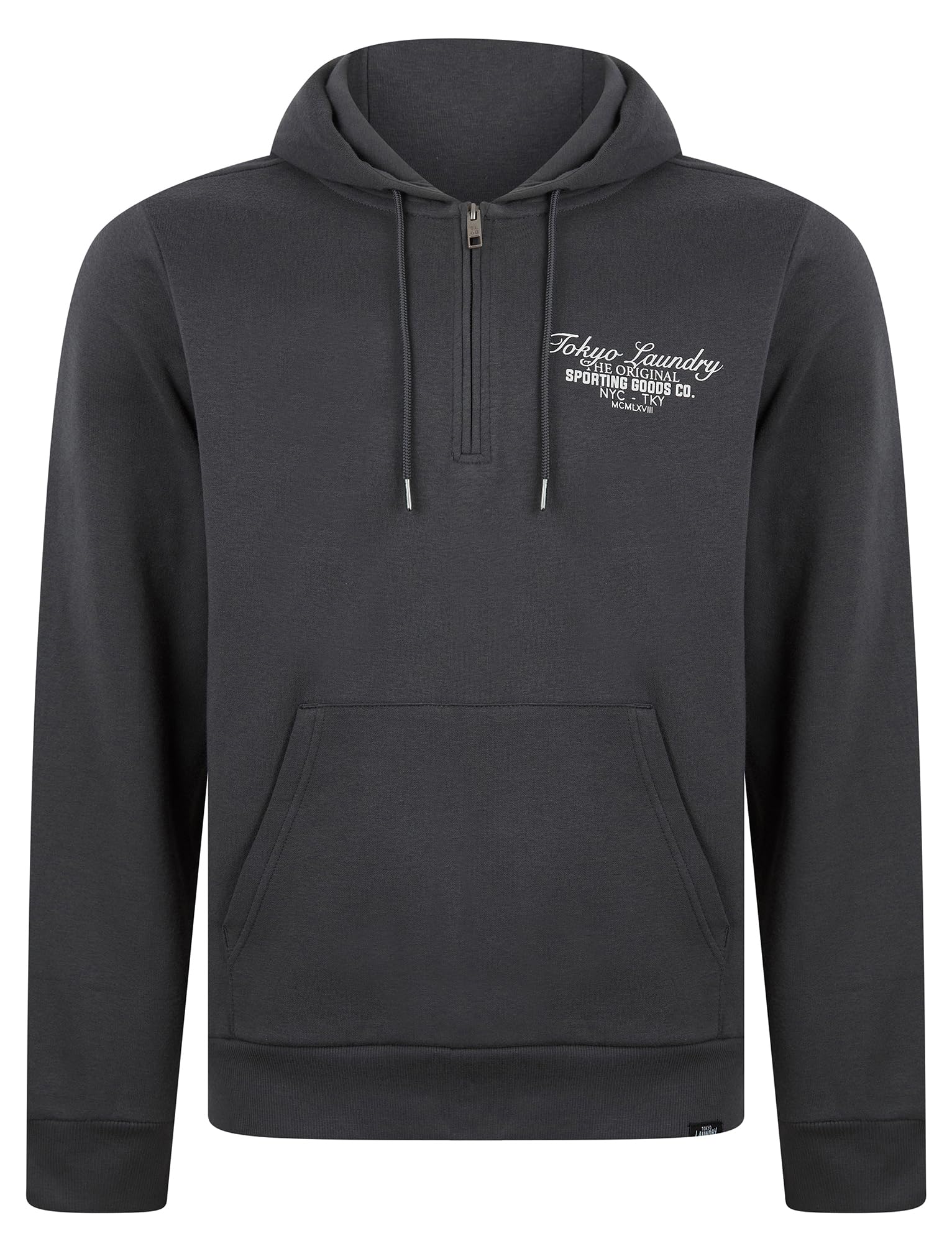 Tokyo Laundry Men's Morar Quarter Zip Neck Brushback Fleece Pullover Hooded Top
