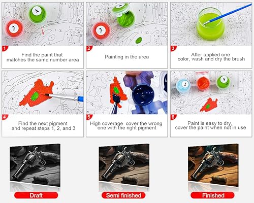 Miniatura 23 de TUMOVO Pintura de flores por números, pintura al óleo abstracta para adultos y niños, pintura por números, kits de pintura por números sobre lienzo