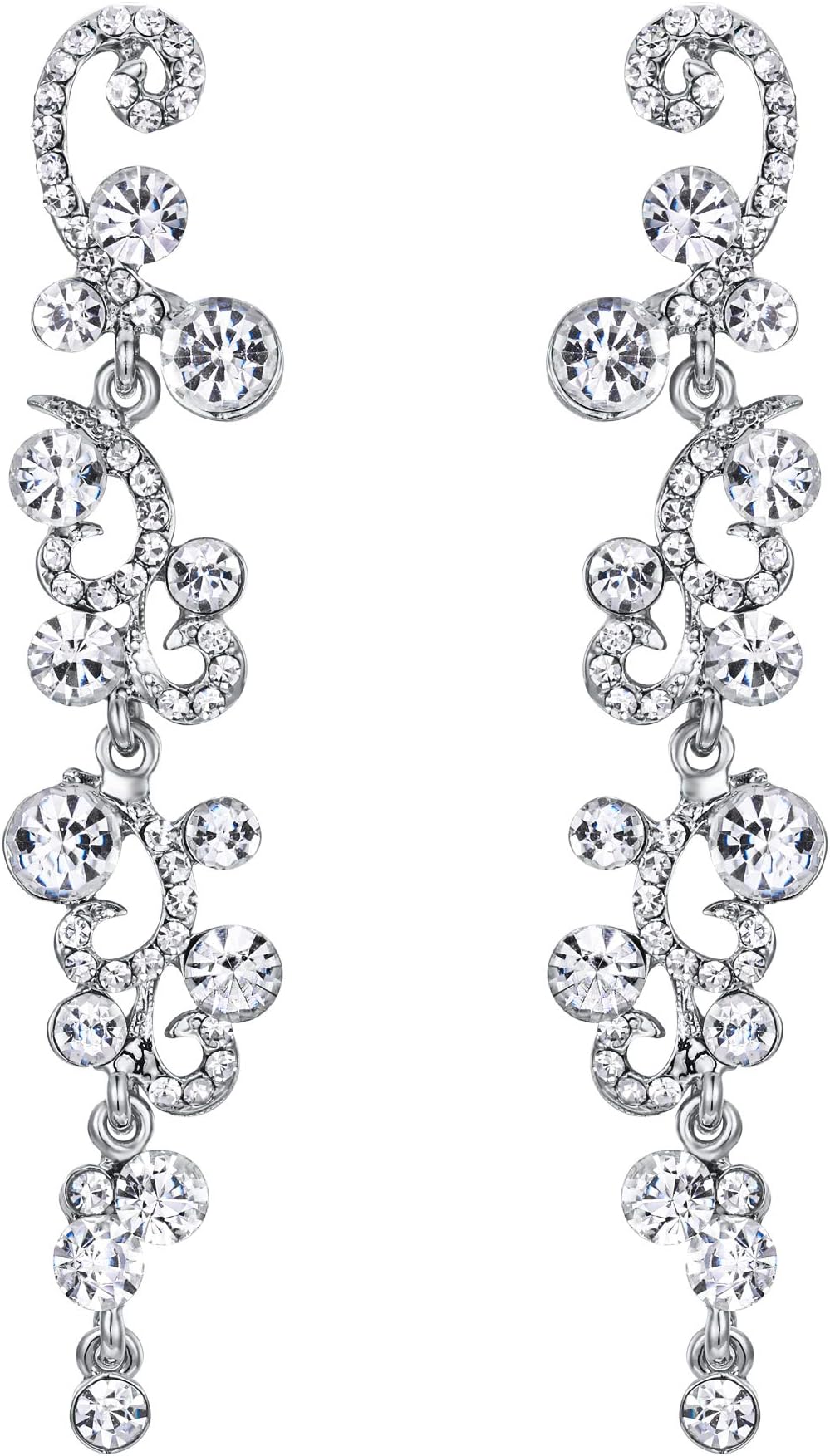 Flower Wave Austrian Crystal Dangle Earrings