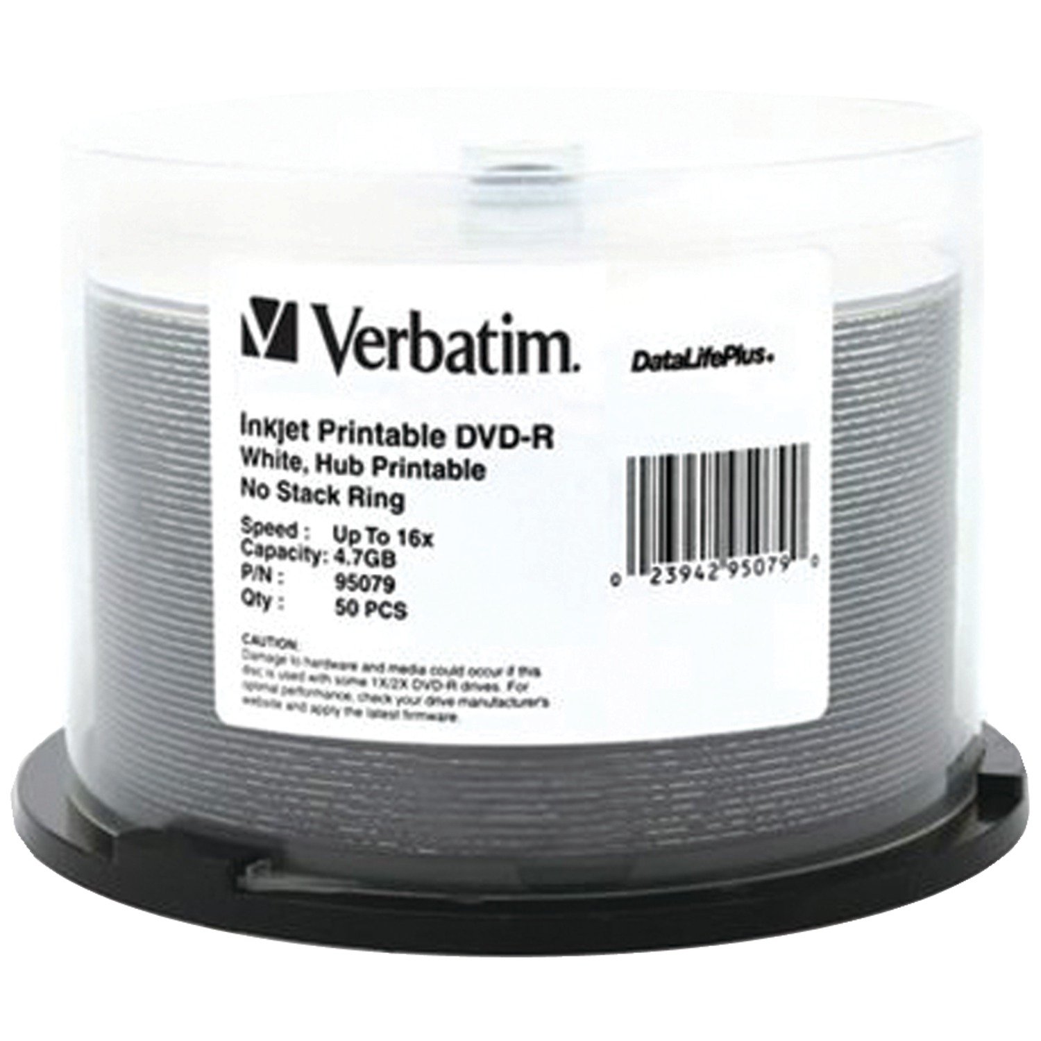 DVD, R DataLifePlus White Inkjet Hub Printable X [parallel import goods] by Verbatim – Plastic, White, Pack of 50, Model 95079