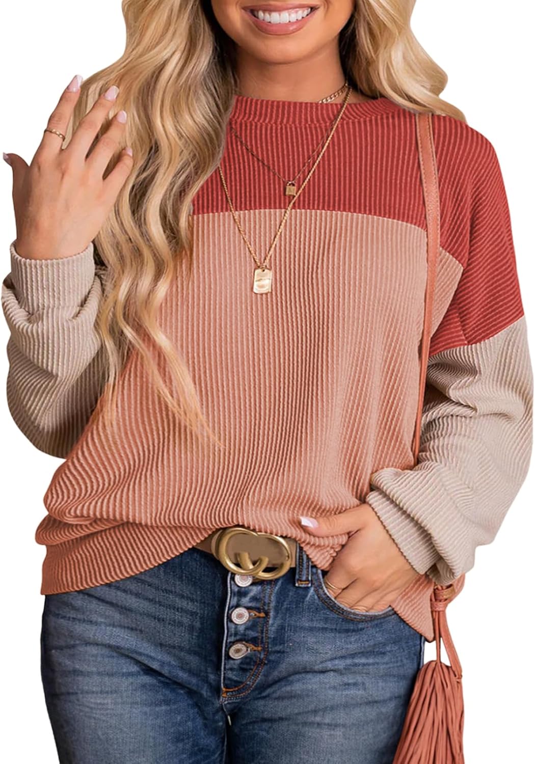 Eytino Plus Size Sweatshirt for Women Striped Colorblock Long Sleeve Crewneck Casual Loose Pullover Shirt Top(1X-5X)