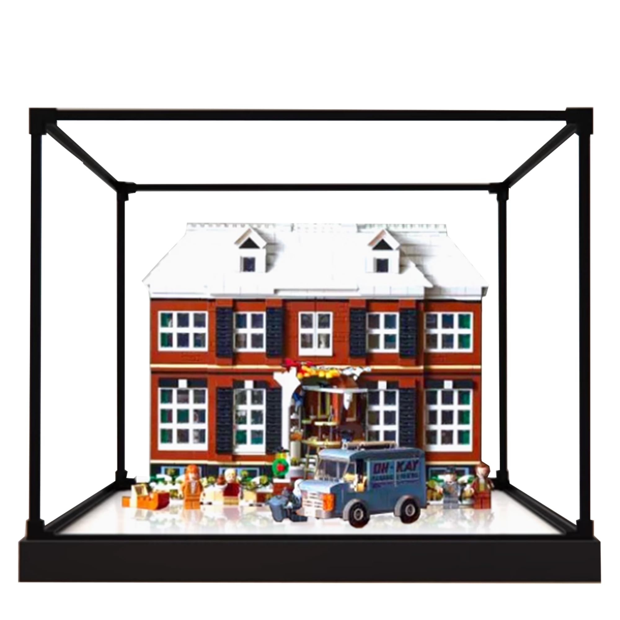Acrylic Display Case for Lego 21330 Home Alone Building Set,Clear Display Case, Dust-Proof Display Case Compatible with Lego 21330 (Only Display Case) (Black Base)