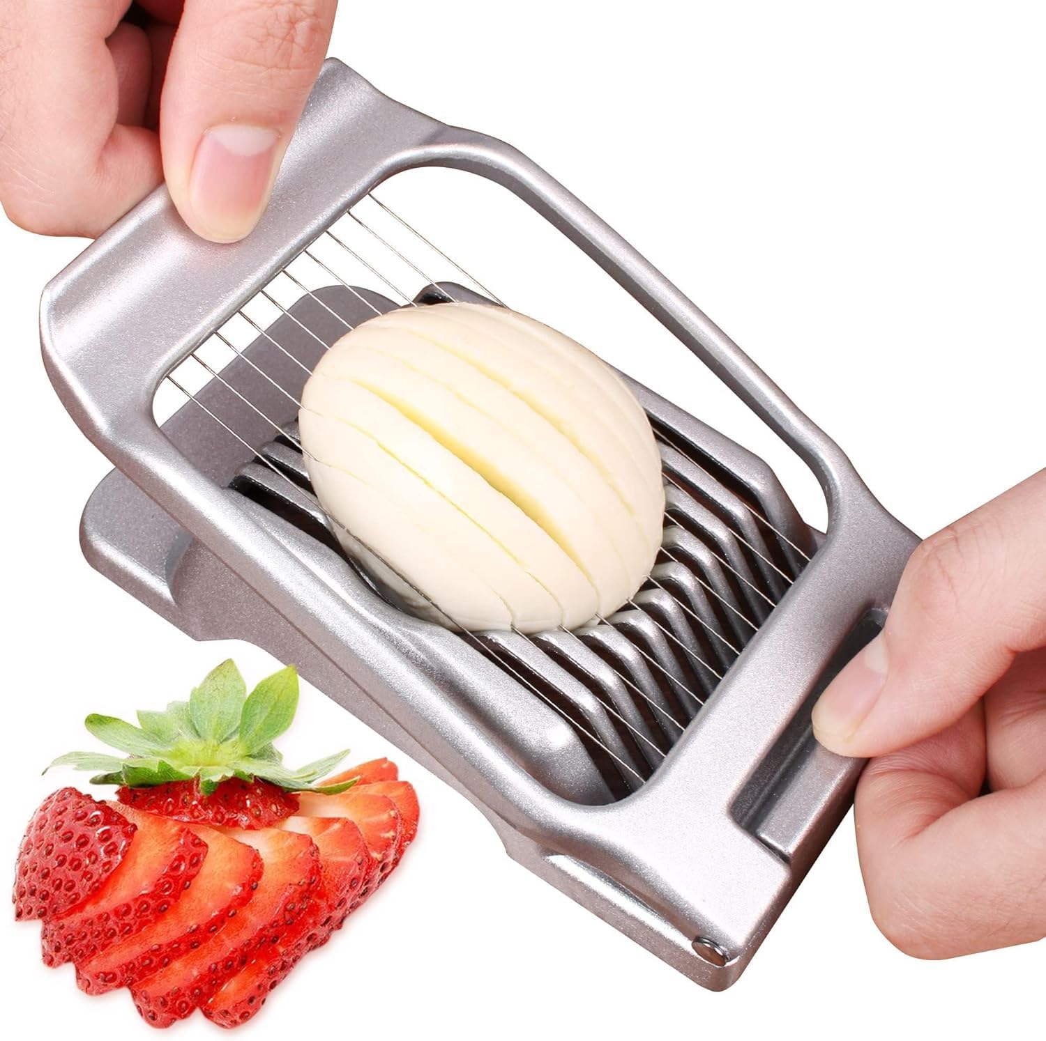 KAEDIYA Egg Slicer for Hard Boiled Eggs Stainless Steel Wire Heavy Duty Aluminum Egg Cutter Dishwasher Safe Eggs Strawberry Soft Fruit : Home & Kitchen