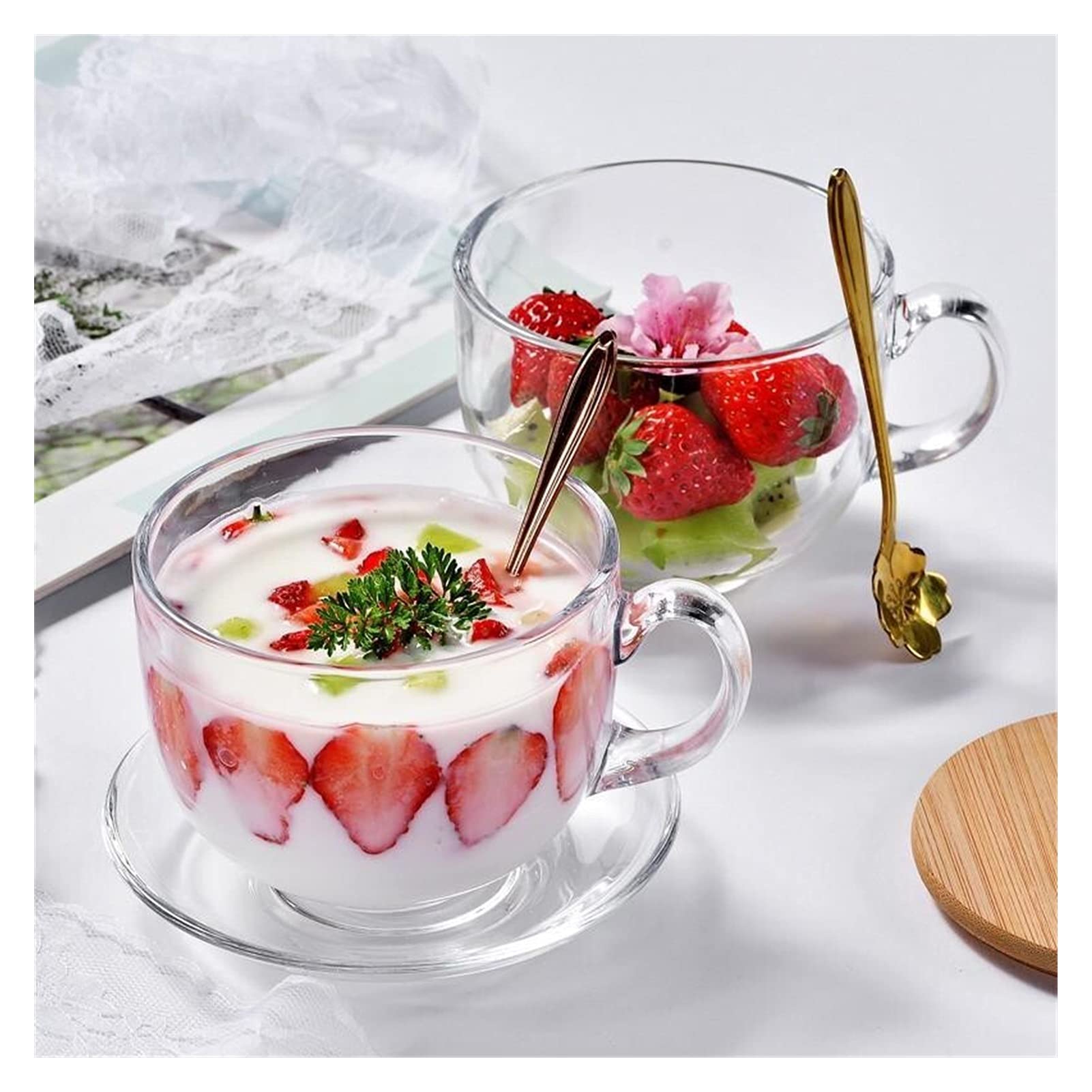 Salatschüsseln aus Glas, für Haferflocken, Frühstück, Glasschüssel mit großem Fassungsvermögen, durchsichtig, für Obstsalat, Milch, Haushaltsküche, Lebensmittelaufbewahru
