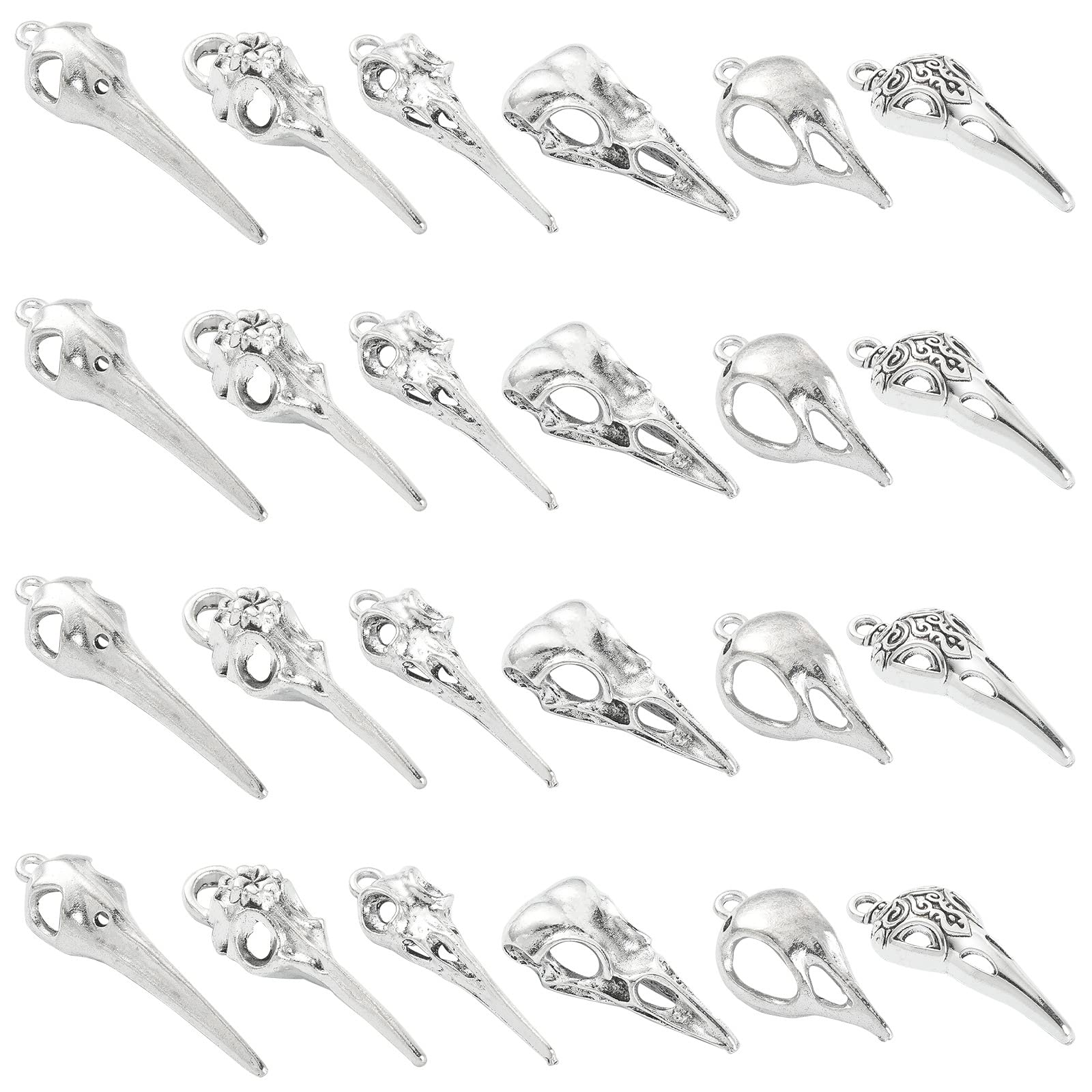 Kitbeads 30pcs Tibetan Bird Head Charms Mixed Styles Halloween