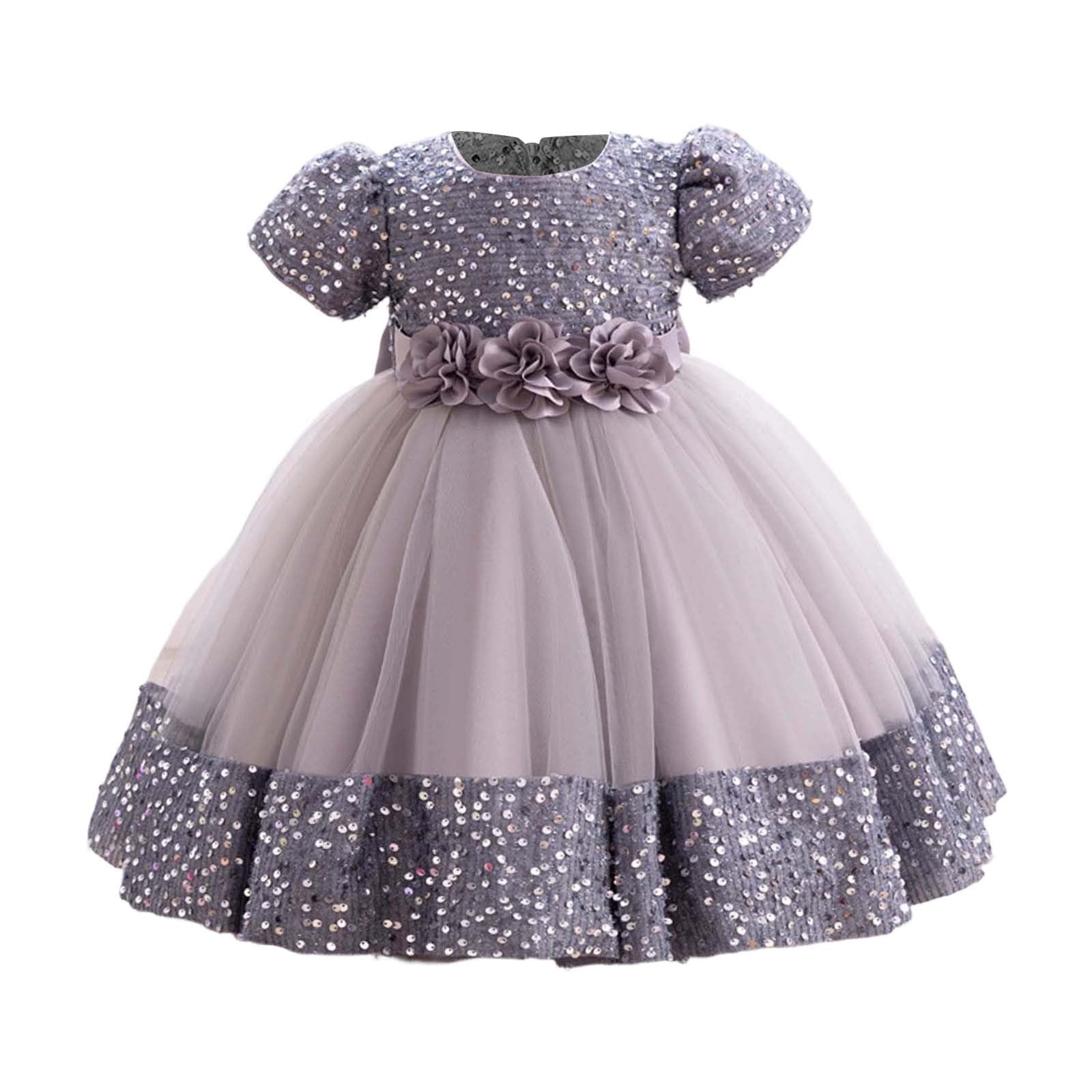 Genérico Vestido de Hada Brillante para niñas pequeñas, con Lazo Brillante, Floral, para Fiesta y Falda, de Fibra Suave, Ligero y Suave, Ideal para Uso Diario, colección Nueva Estampado Floral