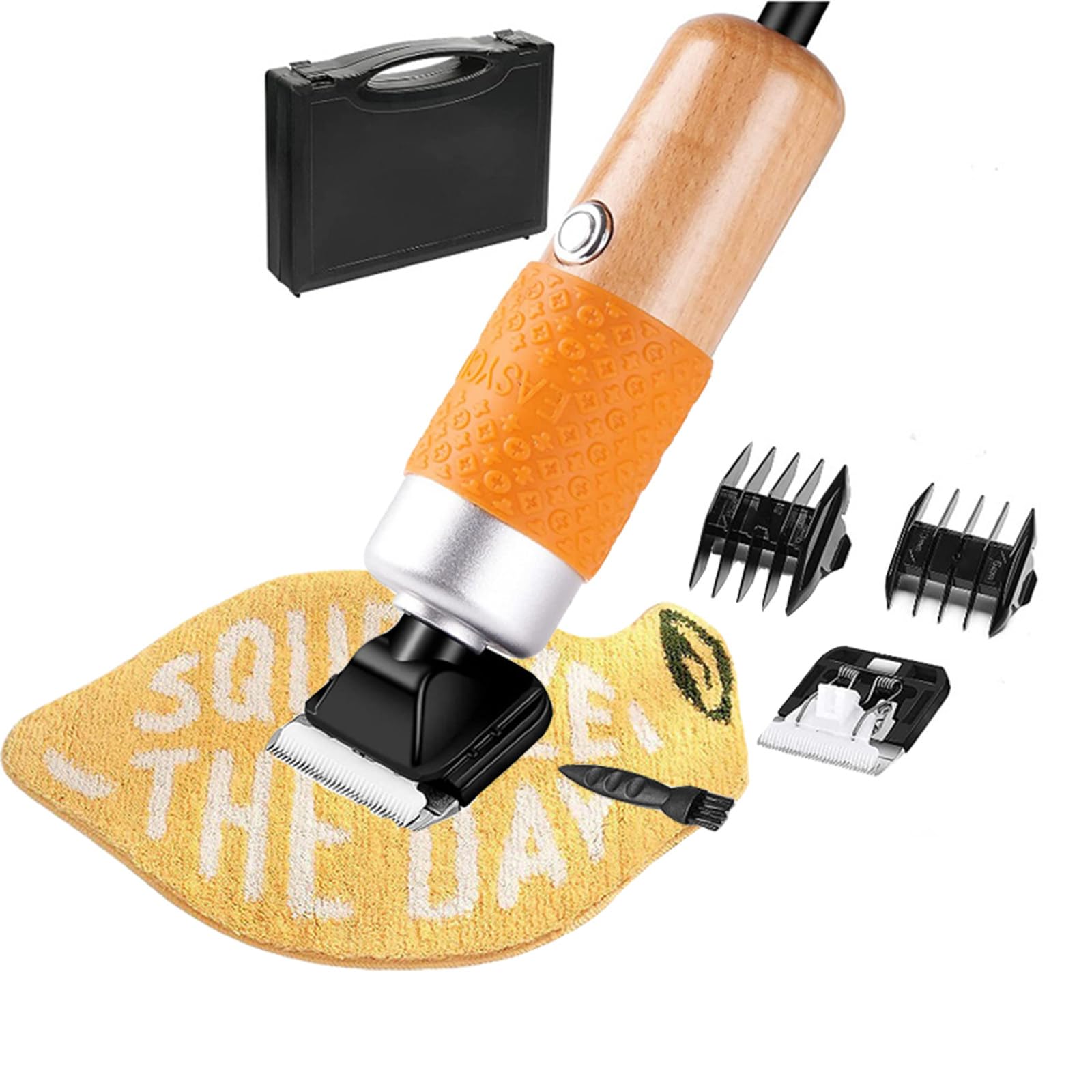 Tufting Trimmer, 200 Watt Powerful Carpet Trimming Tool, Carpet Shears With 2 Blades, Low Noise Vibrating Carpet Trimmer For Carving Cut Pile Carpets, Wooden Colour