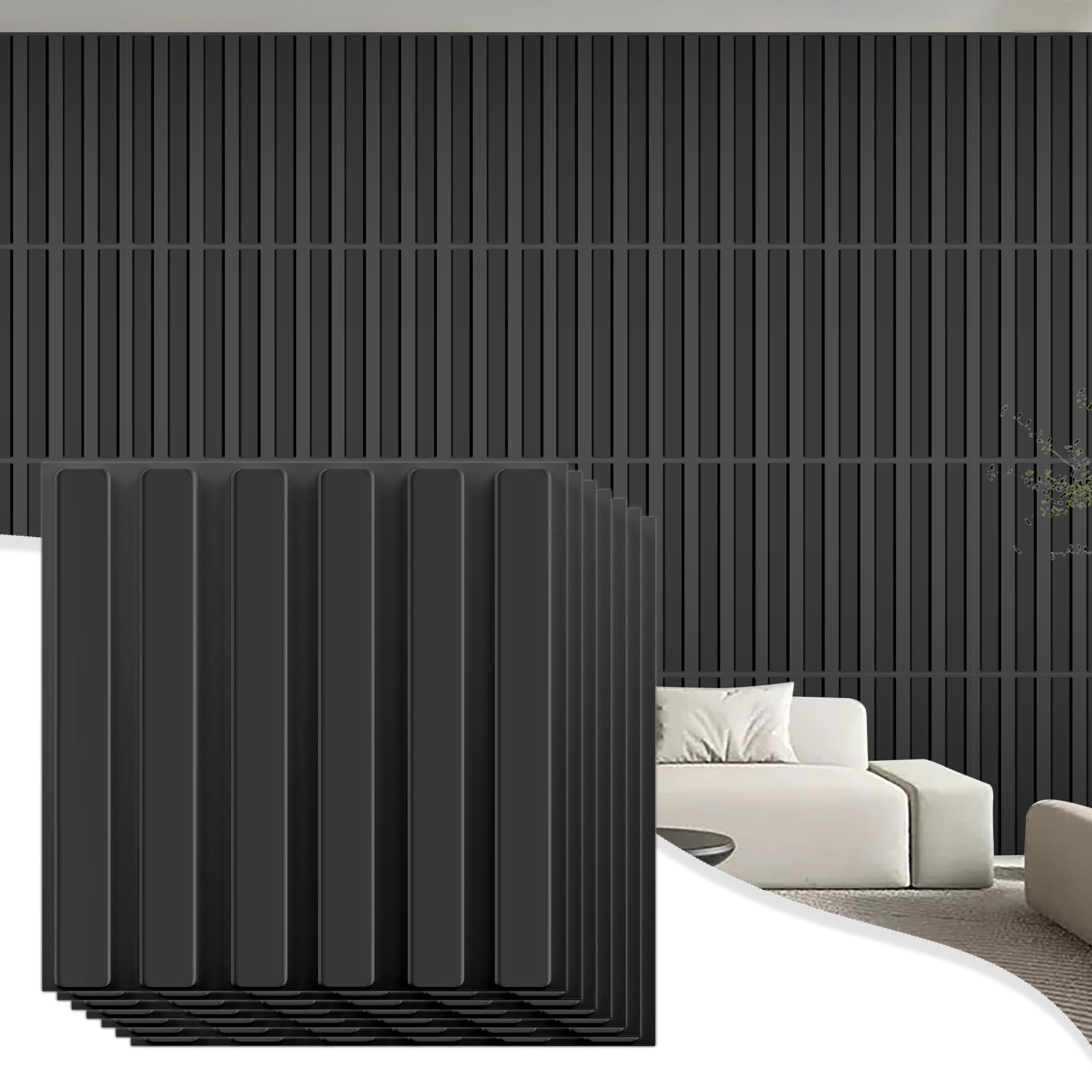 33 Pack 3D Wall Panels for Interior Wall Decor Peel and Stick, 12''x12'' Designed Room Decor Wall Covering Panels for Living Room Bedroom Game Room Cover 33.Sq.Ft.(Black)