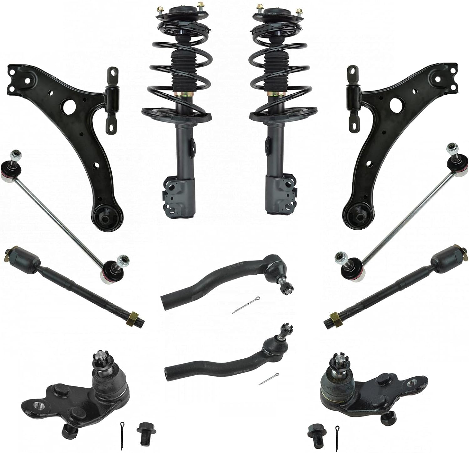 Strut Coil Spring Control Arm Tie Rod Kit for 07-11 Toyota Camry Front End - 12pcs
