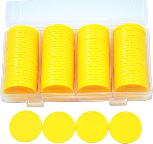 Vista 105 de SmartDealsPro juego de 100 fichas de aprendizaje de plástico opaco, de 1 pulgada, para juegos de fichas, minipóquer, con caja de almacenamiento