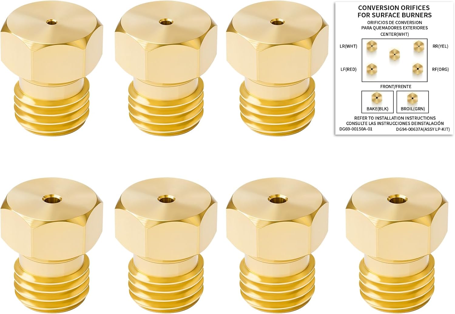 7PCS Burner Orifices DG94-00637A Lp Conversion Kit for Samsung FX710BGS-XAA NX58M6850SG/AA-00 NX58M6850SS/AA-00 FX710BGS/XAA-03, Compatible with DG69-00150A-01 Burners