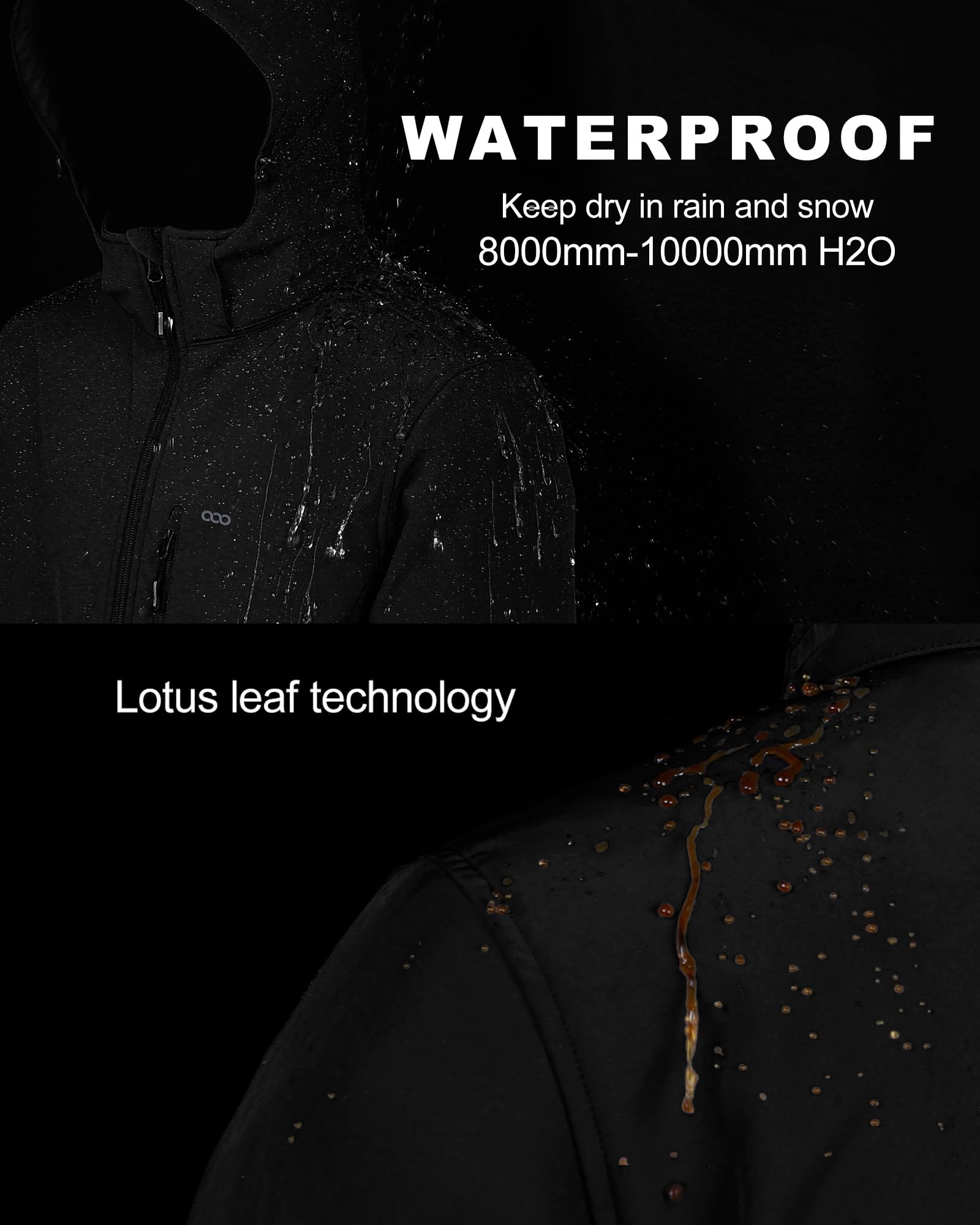 33,000ft Softshelljacke für Herren Wasserdicht Winterjacke Winddicht Warme Fleece Gefüttert Windbreaker Funktionsjacke Outdoorjacke für Wandern Fahrrad Camping