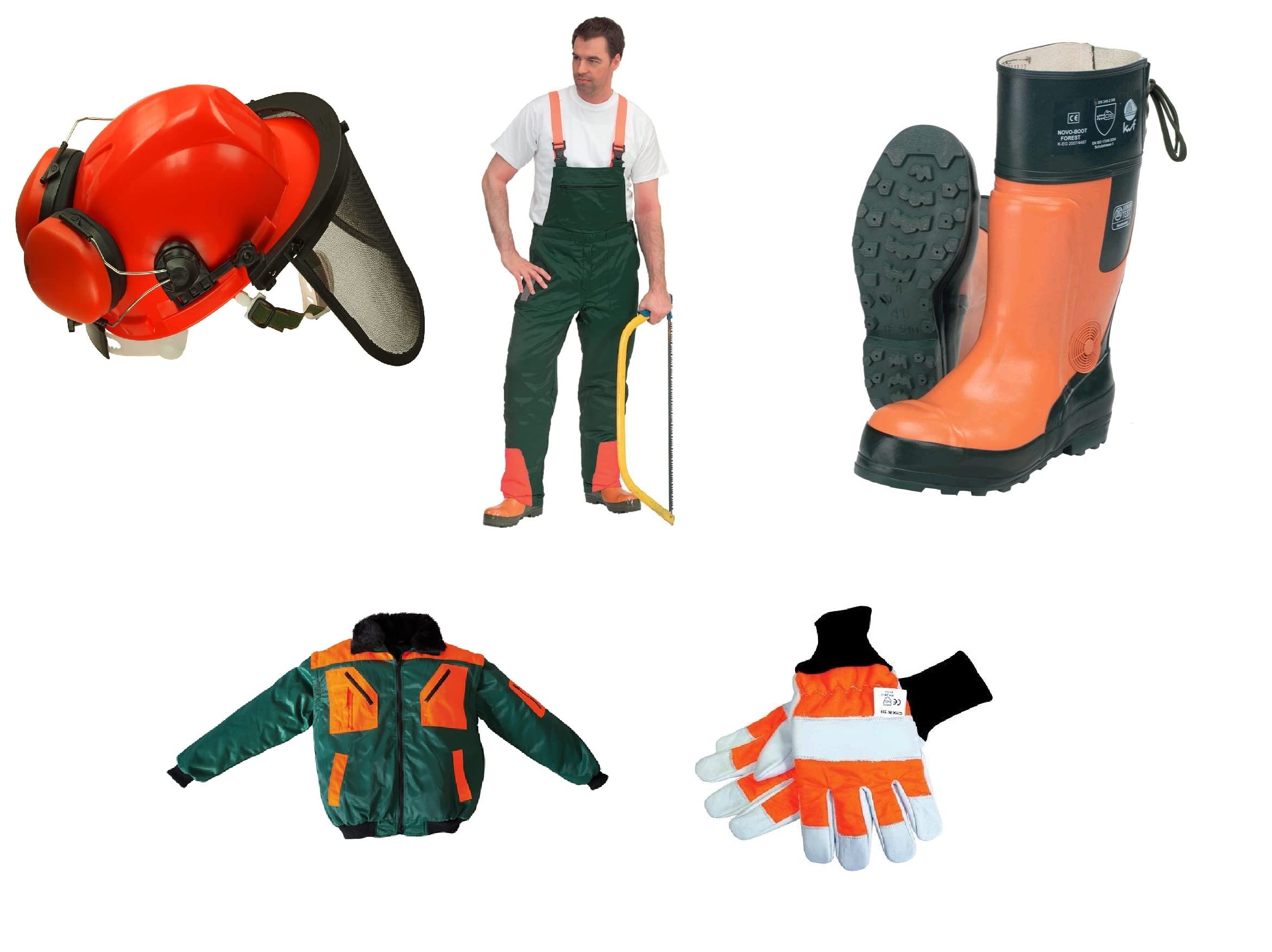 5er Schnittschutz Set Schnittschutzhose Pilotenjacke, Oregon Forsthelm