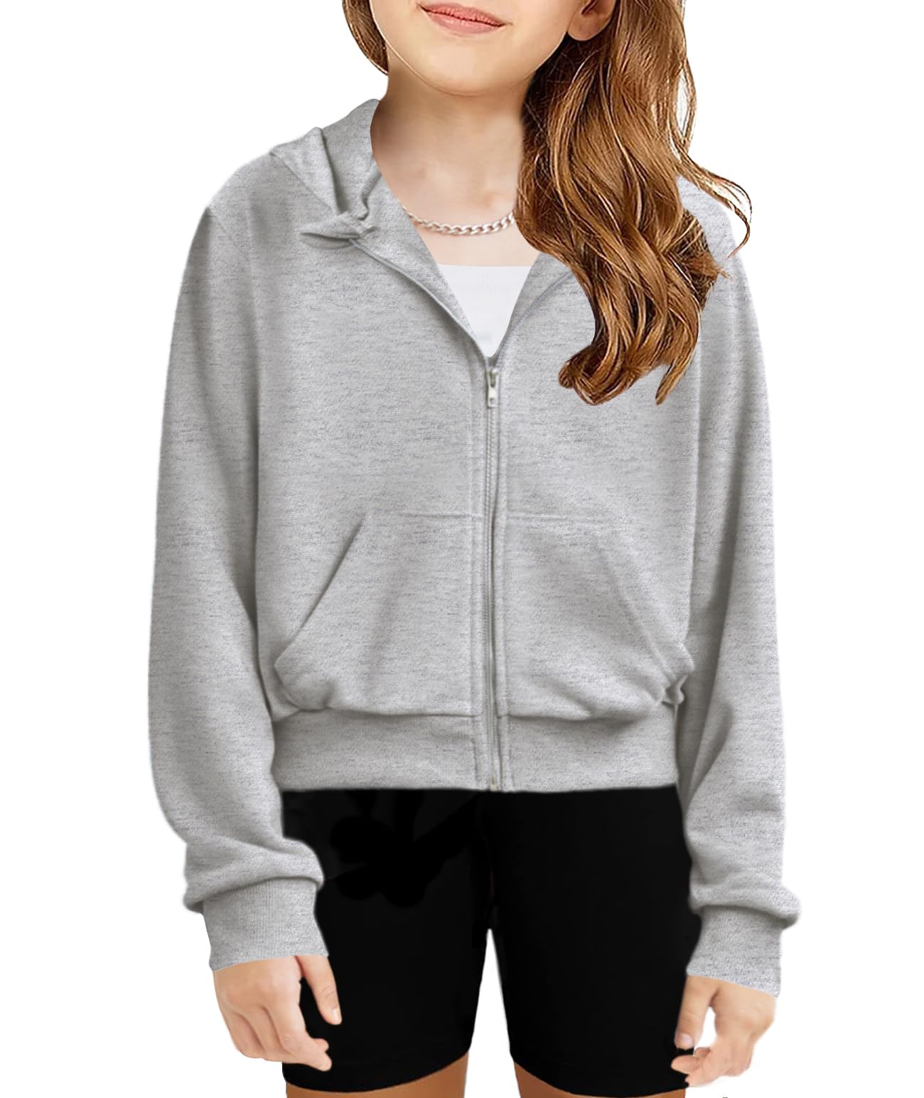 Hoodies für Mädchen, niedliches Batikdesign, Reißverschluss, weich, leicht, bauchfreies Oberteil für Mädchen, Größe 7–8