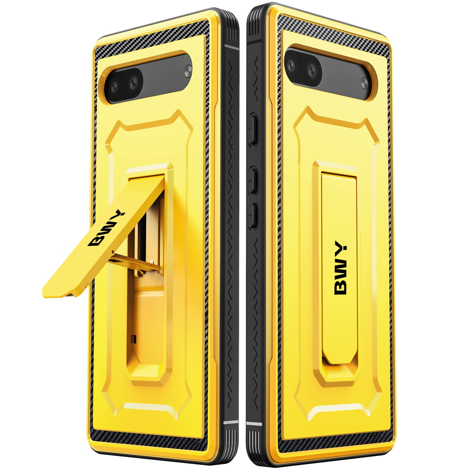 Photo 1 of Pixel 6A Case for Google Pixel 6a Case with Screen Protector, Military Protective Phone Rugged Cover with Foldable Kickstand, Yellow Google Pixel 6a Yellow