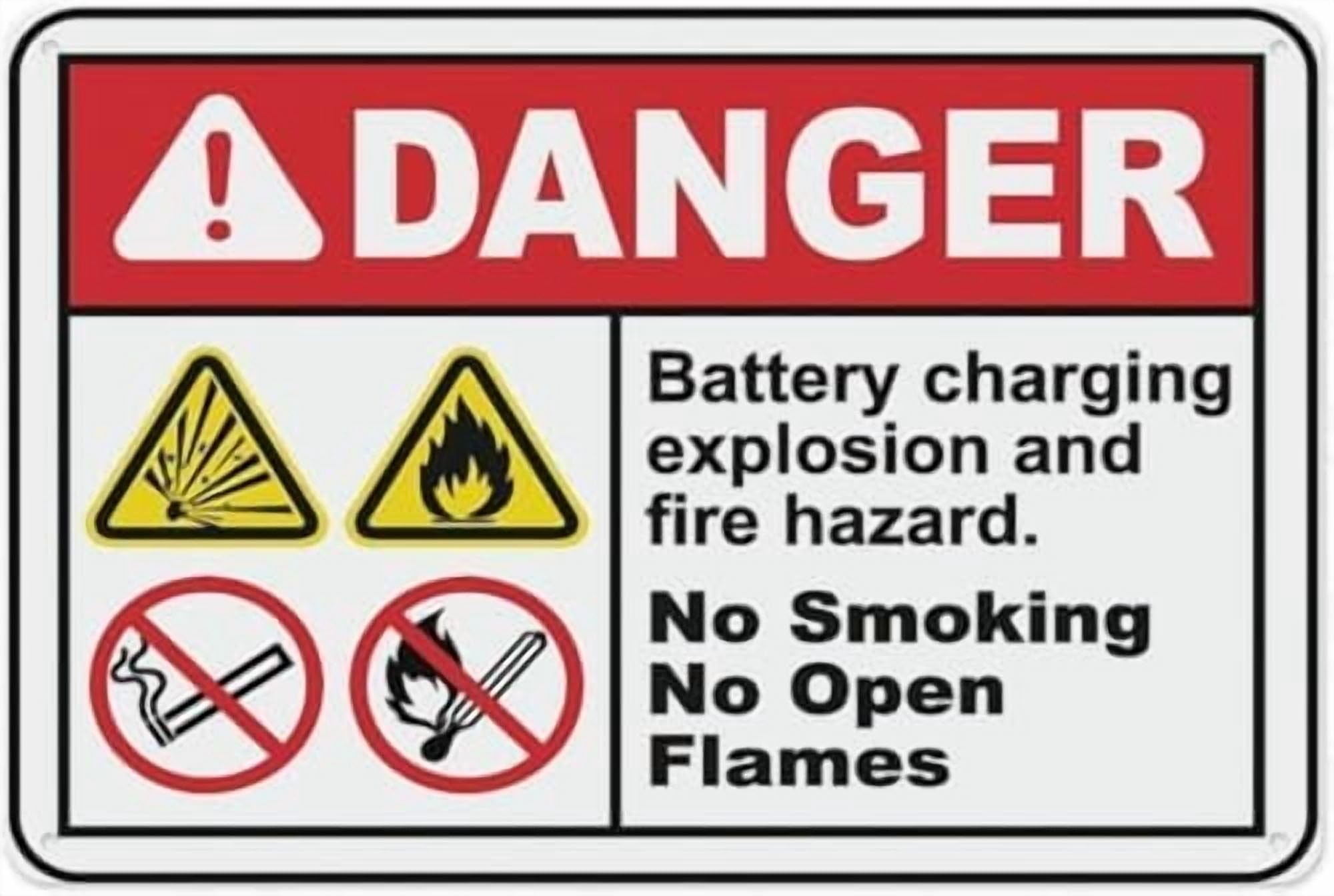 (2-Pack) Warning Metal Tin Sign: Explosion and Fire Hazard, Sign Vintage Wall Decor, Ideal for Industrial Areas alerting to Risks 12x8 Inch