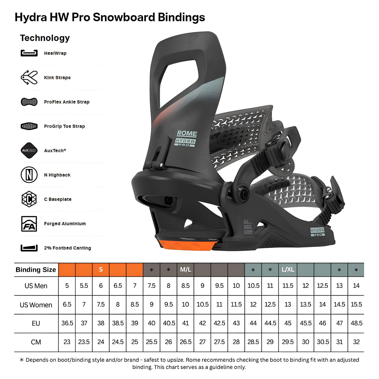 Rome Hydra HW Pro Attacchi Snowboard Donna